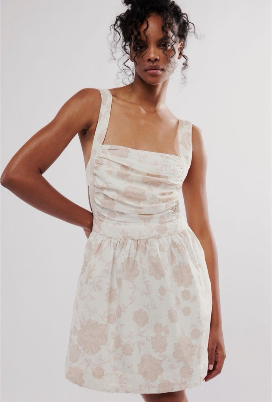 Free People Meet Me in Maui Printed Mini Dress in Ivory Romantic Size Medium